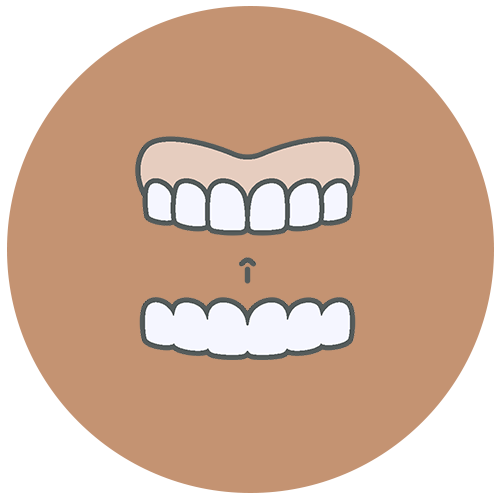 Dental icon showing upper and lower teeth with an arrow pointing up, symbolizing orthodontic aligners or retainers – Acton Dentist | Acton Family Dental